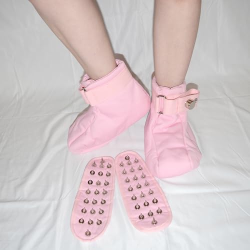 Abschließbare ABDL Baumwoll Booties – BDSM Fetisch Schuhe mit Spike-Einlagen & Magnetschloss – Weiche Fußfesseln Unisex für Klinik, Bondage & Rollenspiele