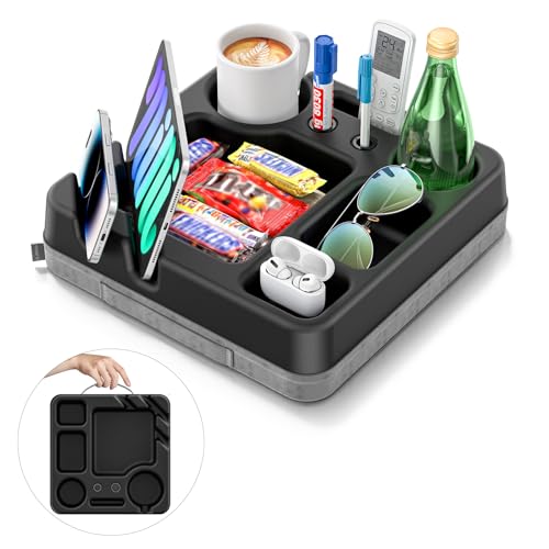 CLESOO Couchbar Snackbox - Tragbares Sofatablett Sofa Butler mit Snack-Tablett, Fernbedienungsablage, Stifthalter, Telefon- und Tablet-Halter - Couch Organizer Tablett für Bett, Sofa, Wohnmobil, Boot