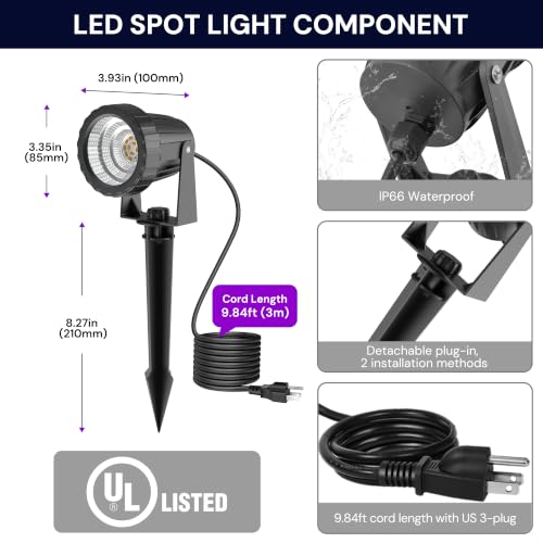 Image of L LOHAS LED Halloween Purple Spotlights Outdoor, 12W Dusk to Dawn, 2 Pack