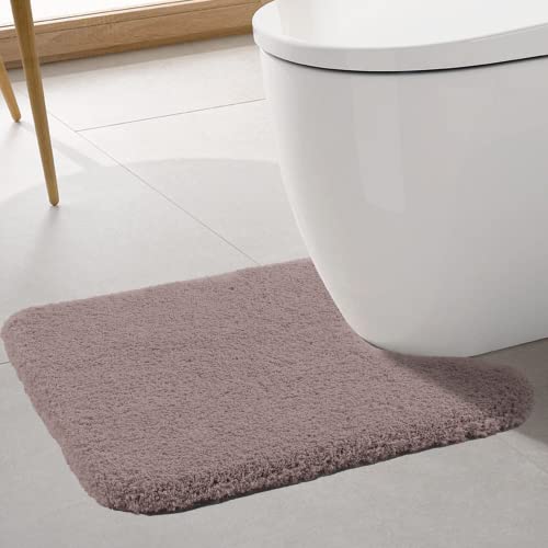 ROLIZOE Ultra Thick Toilet Mat Non Slip Pedestal Mat for Toilet Highly Absorbent Bathroom Toilet Rug Super Soft Bath Mat Rug Carpet Microfiber Floor Mat U Shape 50 x 60cm