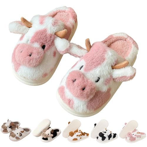 Cute Cozy Fuzzy Animal Slippers For Women, Winter Warm Plush Comfy Indoor Outdoor Slippers