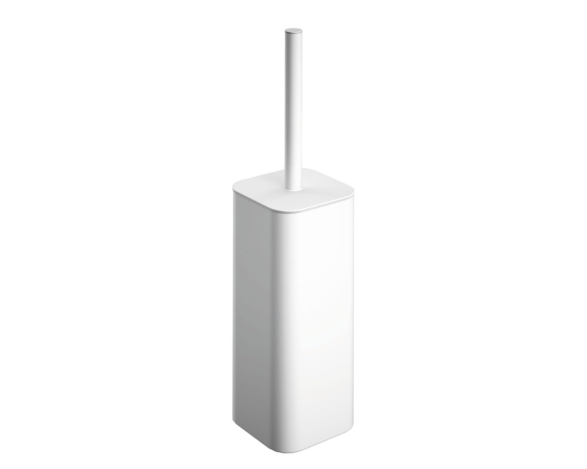 Cosmic White Nea Bathroom Brush With Modern And Contemporary Design Made Of Stainless Steel And Plastic. Floor Toilet Brush Holder In Matte Color
