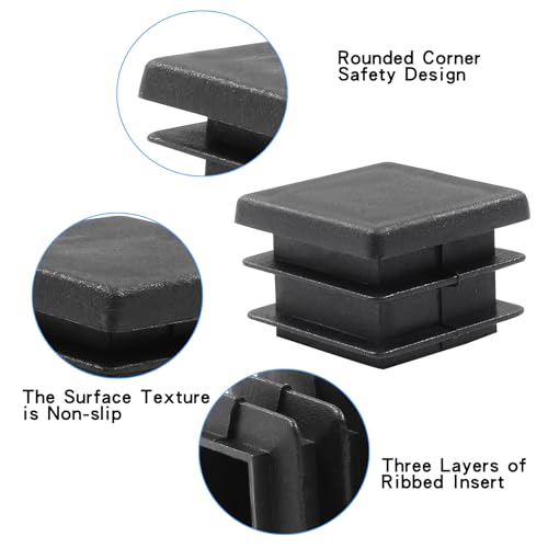 Image of Zorfeter 1 Inch Square Black Plastic Plugs, 30 Pcs | Fit for 1 Inch Square Metal Tube, Tubing End Caps, For Fence and Chair Legs