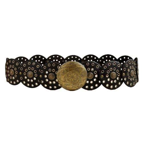 Womens-Western-Chunky-Cowgirl-Belts Wide Disc Belt Punk Retro Boho Waist Metal Buckle Adjustable for Dress Jeans2