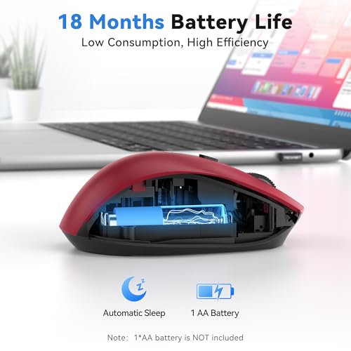 Image of TECKNET Wireless Mouse for Laptop, Dual-Mode Bluetooth Wireless Mouse | (BT5.2 /3.0 & 2.4G) Connection, Ergonomic Design, 5-Level DPI, Silent Click, Compatible with Laptop /PC /Windows /Chromebook