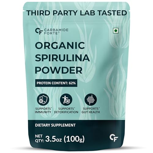 Carbamide Forte Organic Spirulina Powder For Men And Women - 33 Servings | Plant Based Protein Powder | Micro Ingredient Organic Spirulina Powder | Spirulina Supplement - 100g Veg Powder