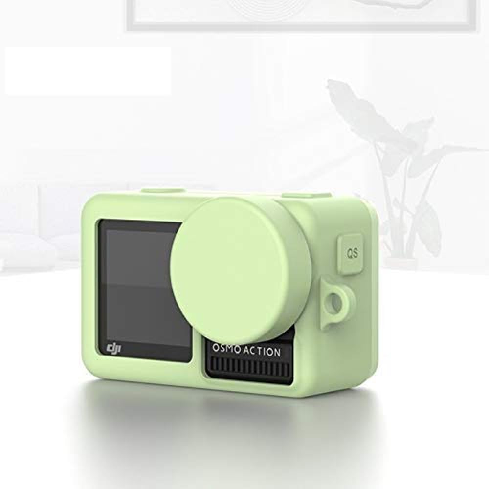 Action Pro Silicone Rubber Case + Lens Protective Cap Cover Compatible with DJI OSMO Action Sports Camera (Green)-picture-23
