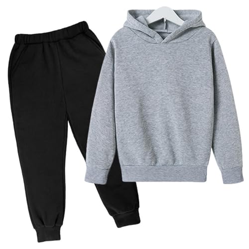 Boys Girls Solid Sweatsuit Kids Hoodie Athletic Sweatershirt Sweatpants Tracksuit Casual Pocket Fall Winter Clothes