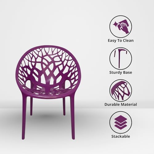 Image of activa Crystal Plastic Arm Chair | Stackable Indoor Outdoor Chair for Home, Balcony, Patio & Garden | Comfortable Designer Armrest Chair | Durable Plastic Seating Furniture (Violet, Set of 1)