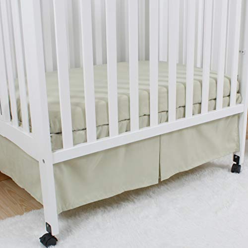 Image of CaSaJa Mini Crib Skirt Pleated, Silk-Looking Soft Microfiber Baby Bed Skirt with Durable Platform for Mini and Portable Cribs 24" X 38", 12" Generous Drop Dust Ruffle, Machine Washable, Green Color