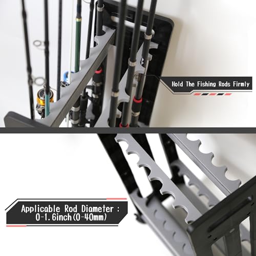 Fishing-Rod-HolderFishing-Pole-Holders-for-GarageRod-Holder-for-16-Rod-and-Reel-CombosVertical-Fishing-Rod-Rack-Floor-StorageFishing-Gifts-for-Men-Gray