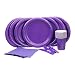 Party lovers Premium Party Supplies Disposable Dinnerware Set - 20pc Includes Purple Dinner Plates, Cutlery, Tablecloth Napkins and Cups - Birthday Paper Tableware Collections