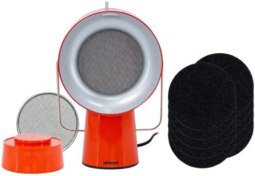 Wired All-in Set | Portable Range Hood Bundle Includes,10 Activated Charcoal Air Filter, 2 Stainless Steel Oil Filter & 1 Base Boost | Portable Exhaust Fan | Countertop Use - Cadmium Orange