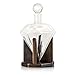 Hand Blown Diamond Whiskey Decanter: Lead Free Glass Designer Decanters with Custom Wood Stand & Airtight Stopper, Decorative Bar Set Tool for Scotch, Bourbon, Rum, Vodka, Wine, Liquors or Spirits