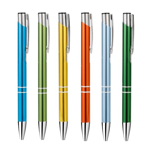 Image of 6Pcs Metal Ballpoint Pens, Stainless Steel Push-button Luxury pen, 1.0mm Smooth Quick-Drying Black Ink Ballpoint Pens, Clip-On Design for Portability, Suitable for Office, Student and Home Use