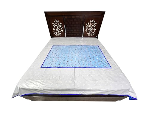 Image of EcoSoft Blue Helicopter Plastic Protector Sheet, Small Single, 90 x 135 cm, Waterproof, Soft, Machine Wash