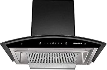 Faber 60 cm 1200 m3/hr Auto-Clean curved glass Kitchen Chimney (HOOD VENICE?FL SC AC BK?60), Filterless technology, Touch & Gesture Control, Black)