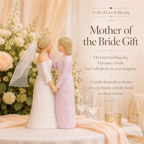 Mother of the Bride Gifts from Daughter, Resin Bride and Mom Figurine, Wedding Gift for Mom on Wedding Day, Sentimental Faceless Statue with Keepsake Card & Kraft Box - Image 2