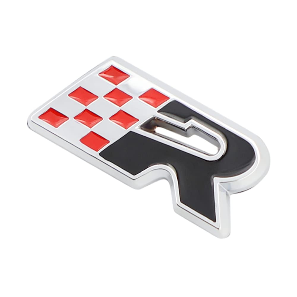 Car R Badge Black 3D Racing R Flag Emblem Badge – Chrome Plated, Stick-On Decal For ...