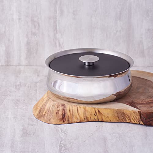 Image of ARTTDINOX Designer Stainless Steel Bowl with Lid | Multi-Purpose Double Wall | Mixing Serving Bowl | Gloss Mirror | Dishwasher Safe | Serveware & Tableware | Doubly Series | Smaal | by Jindal