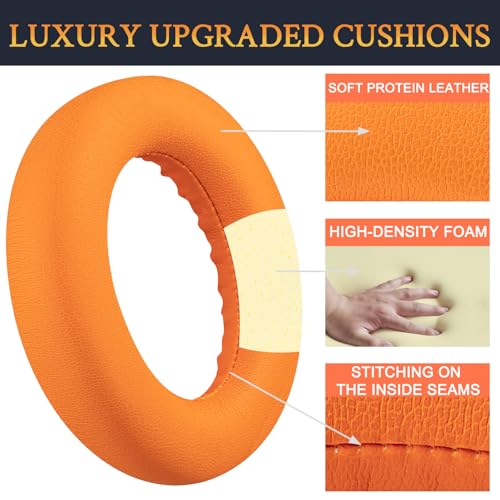 Image of SOULWIT Replacement Earpads for Bose QC Ultra /New QuietComfort Ultra(2nd Gen) Wireless Headphones, Ear Pads Cushions with Softer Protein Leather, High-Density Noise Isolation Foam - Orange