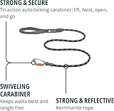 RUFFWEAR Knot-a-Leash, reflektierende Hundeleine aus Seil mit Karabinerhaken, Länge: 1,5 m, Stärke: 11 mm, Obsidian Black
