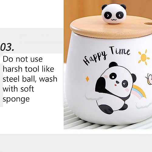 Image of BonZeal Ceramic Combo Gift Set of 2 Coffee Mugs Christmas Gifts for Kids Panda Mug with Lid Spoon Tea Coffee Cup Secret Santa Gifts New Year Gifts Gift for Birthday Mugs for Coffee 400 ml