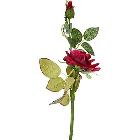 Fourwalls Artificial Beautiful Velvet Rose Stick (45 cm, Dark/Pink) - 2 Heads Cover