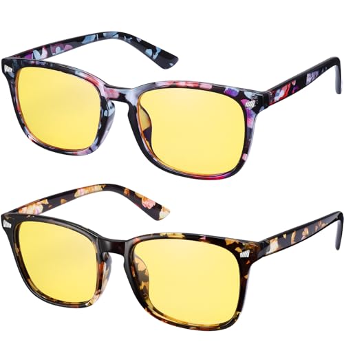 Image of Polarized Sunglasses for Women Men Night Vision Glasses Anti Glare | Yellow Anti Glare UV400 Lens, Lightweight Square Frame, for Day Night Use, Driving, Fishing, Cycling, Traveling