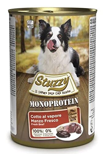 Stuzzy, Cibo Umido per Cani Adulti al Manzo, Monoproteico in Patè (6 Lattine da 400g)