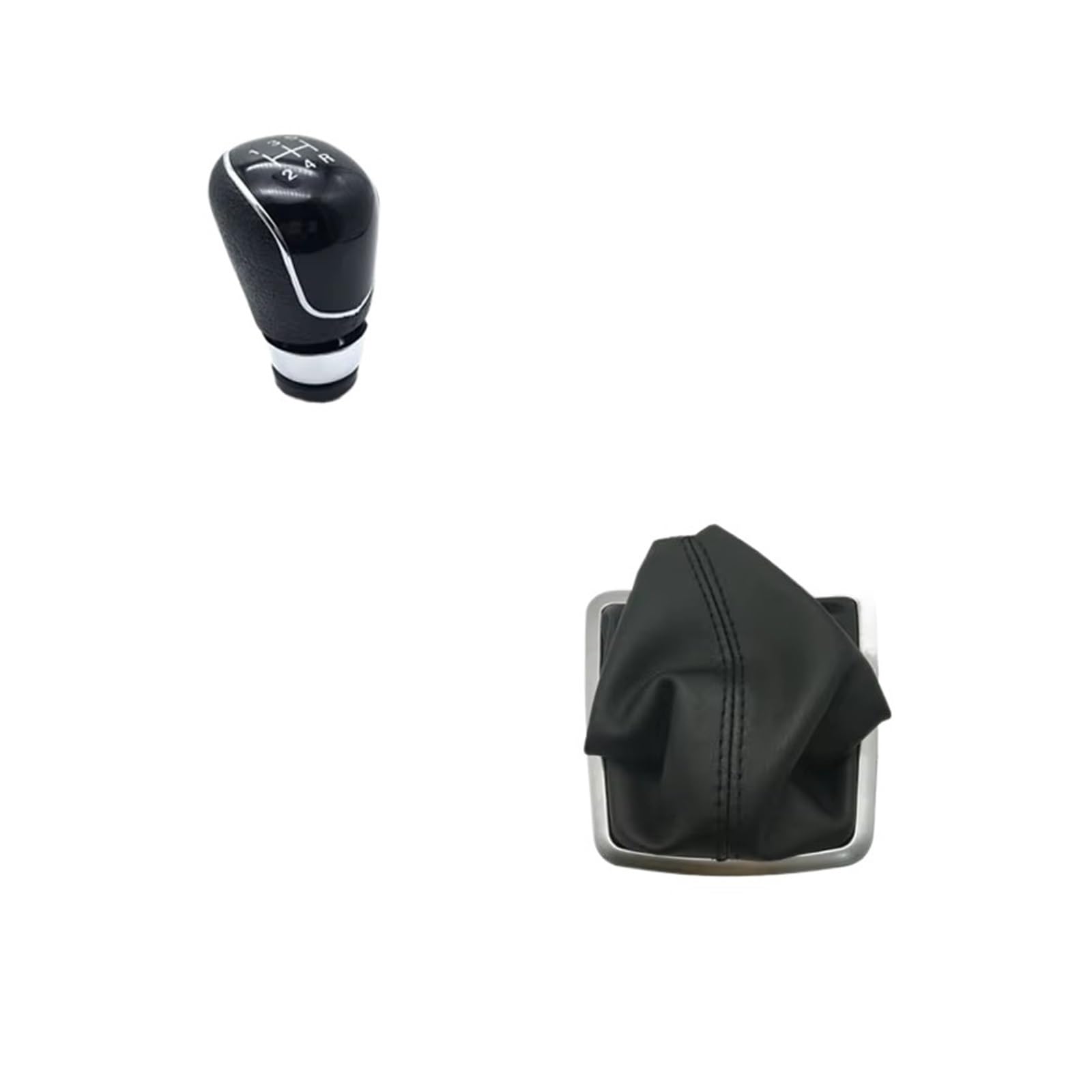 OUVECR Car Shift Gear Knob Handle for Focus 2 Mk2 Fl Mk3 Mk4 Mk7 for Mondeo for Kuga for Galaxy for Fiesta 5 Speed 6 Gear Shift Knob Manual Gear Shift Cover(Black Large 5speed)