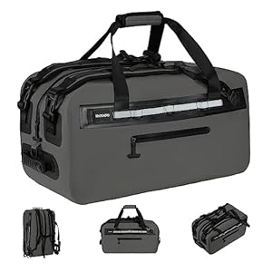 50L Waterproof Dry Duffle Bag Dry Backpack 840D TPU Heavy Duty Dry Bag,Rubber Airtight Zipper, for Kayaking,Boating,Motorcycling,Camping,Rafting,Surfing, Swimming,Fishing,Beach Vacation,Grey