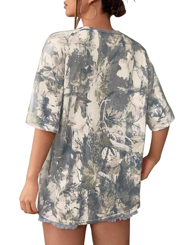 SOLY HUX Women's Camo Print T Shirts Loose Short Sleeve Crew Neck Drop Shoulder Tee Tops Streetwear2