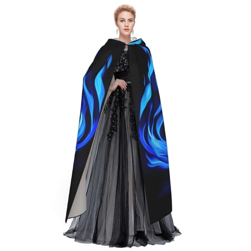 Cape d'Halloween à capuche indigo pour soirée déguisée magicien