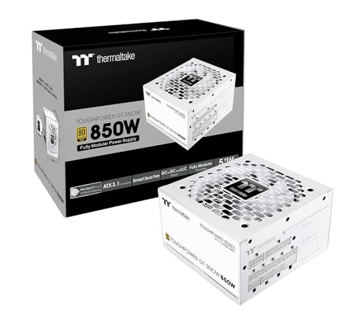 Image of Thermaltake Toughpower GT 850W Snow ATX 3.1 Power Supply; 80 Plus Gold Efficiency; Smart Zero Fan; Native 600W PCIe 5.1 Connector; PS-TPT-0850FNFAGU-W; 5 Year Warranty