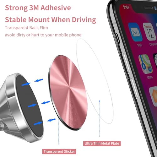 AJUNLKVDR 4pcs Handy Magnet,Magnet für Handy,Metallplatte Magnetplatte,Phone Aufkleber Magnetische,Mobiltelefone Auto Magnete,Selbstklebend Handymagnet Klebemagnete (Rose)