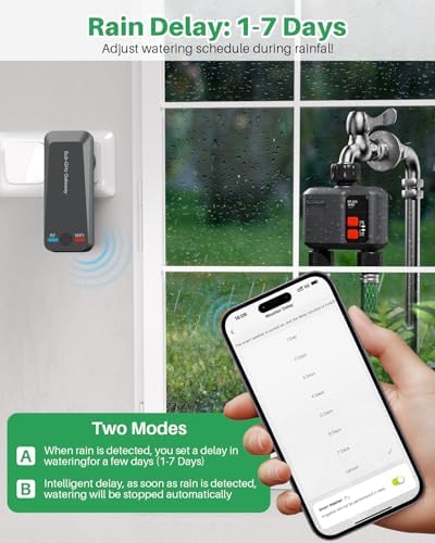 Bild 4 - Bewässerungscomputer WLAN 2 Ausgänge mit 300M RF-Technologie, Bewässerungsuhr für Gartenbewässerung Kompatibel mit Alexa & Smart Life App, Automatischem Bewässerungssystem für Garten Rasen