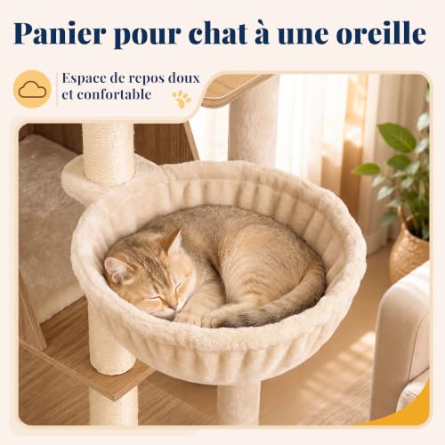 Hey-brother Arbre à Chat Moderne en Bois, Hauteur 167 cm, MPJ111BT – vue 8