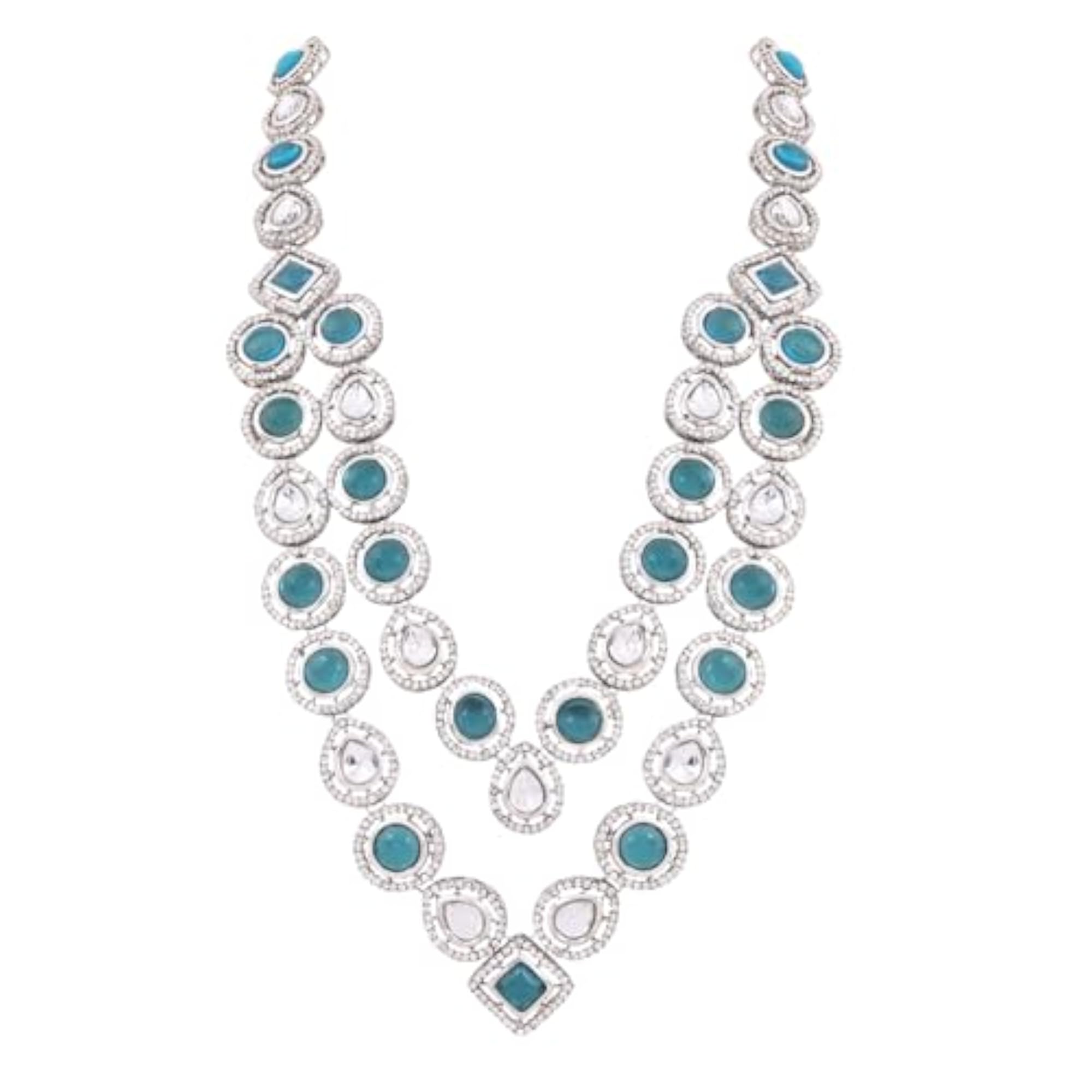 Traditional Layered Necklace with Blue Stone Detailing for Men
