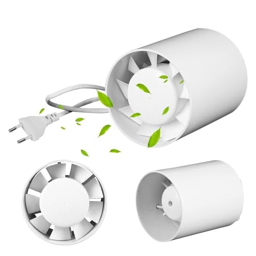 Foreverup Ventilador de tubo de ventilación, Extractor de Aire Silencioso 100mm, Extractor de Baño Ventilador en Linea Extraccion Humos, para Baño Cocina Invernadero Tienda Garaje