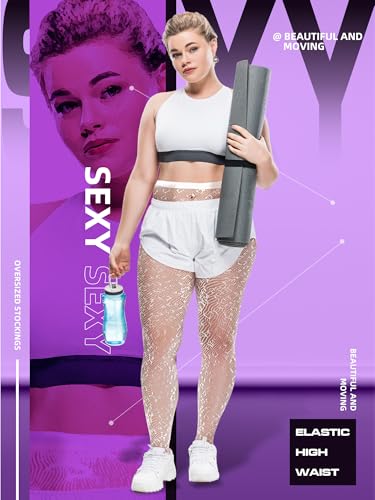 Image of Jadive 6 Pairs Women Plus Size Suspender Tights Fishnet Thigh High Stockings Garter Belt Lingerie Pantyhose