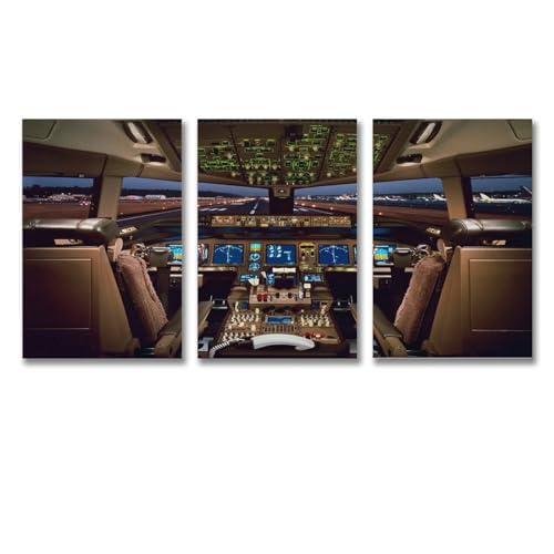 777-200 Aircraft Cockpit Poster Aviation Aircraft Decoration Cockpit Picture Military Aircraft Creative Decoration Office Large Aircraft Wall Art Boy Bedroom Aircraft Decoration Gift Wall Art Paintin