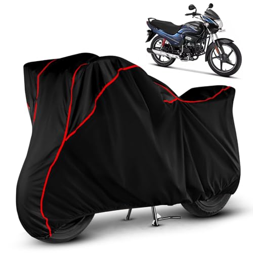 Image of Heavy Duty Waterproof Bike Cover for Hero Passion Plus | All Weather Protection from Rain, Dust, Sun & Scratches | Universal Fit for All Bike & Scooty | Black Red Piping | Passion Plus Bike Cover
