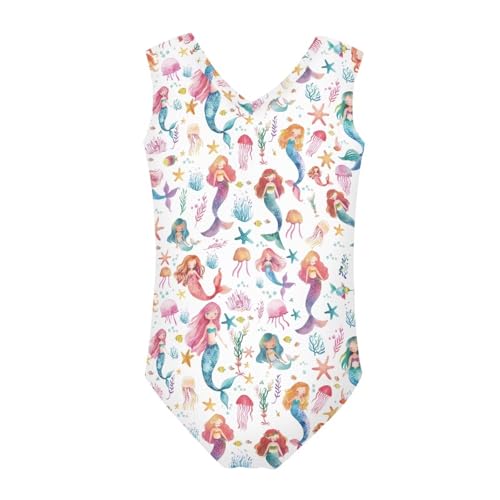 Image of Girls Cartoon Pattern One-Piece Swimsuits Sport Racer Swimwear Beach Bathing Suit, Size 5-14