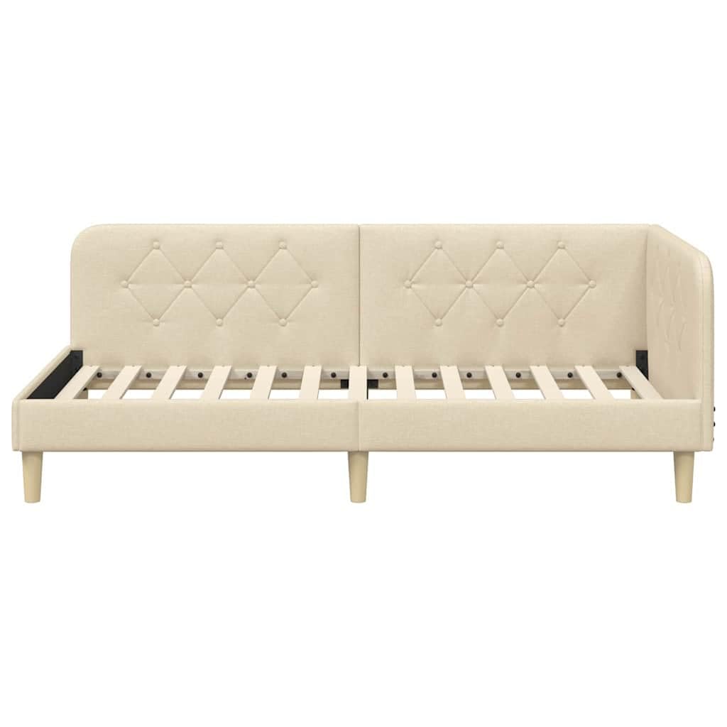 Tkaninowy narożny L z odwracanym podłokietnikiem Sofa Lóżko Kremowy 100 x
