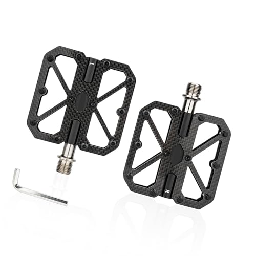 Pédales de vélo de montagne à 3 roulements en fibres de carbone avec profil plat