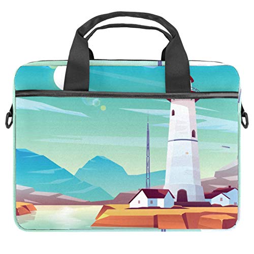 Sac à bandoulière pour ordinateur et tablette à motif phare de mer pour le transport quotidien