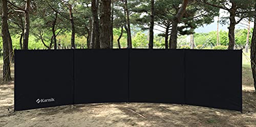 Camping Windbreak Tarp Windscreen Privacy Screen Wall Pole Beach Outdoor Folding (Black)