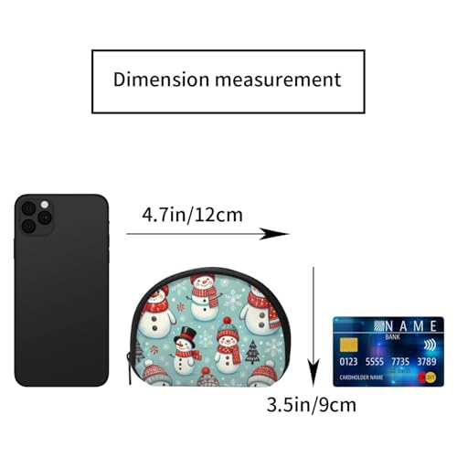 Portable Coin Purse Xmas-Tree-Snowmen-Snowflakes Mini Zippered Money Pouch Card Holder2