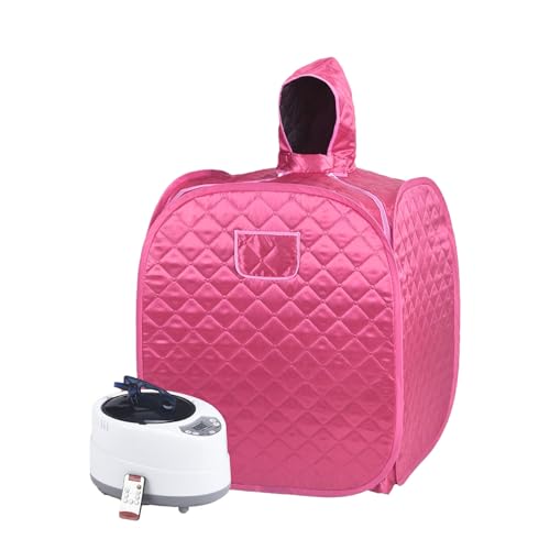 Image of Brrnoo Portable Steam Sauna Personal Foldable Sauna Tent with Remote Control 2L Steam Pot 9 Temperature Settings for Home Indoor Spa Relaxation (Rose Color)